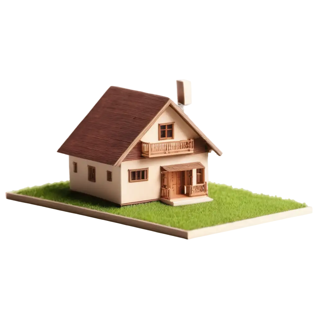 HighQuality-PNG-Image-of-a-Mini-Wooden-House-Model-Tilted-on-Surface-for-Creative-Projects