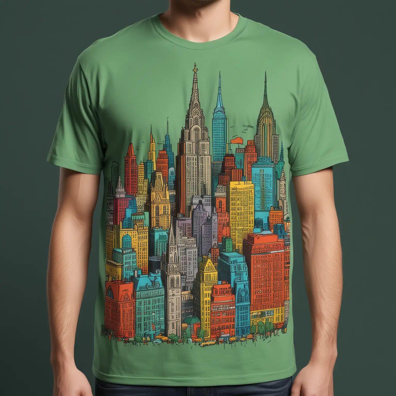 Vibrant-Fifth-Avenue-Graphic-Tshirt-Design-with-NYC-Landmarks