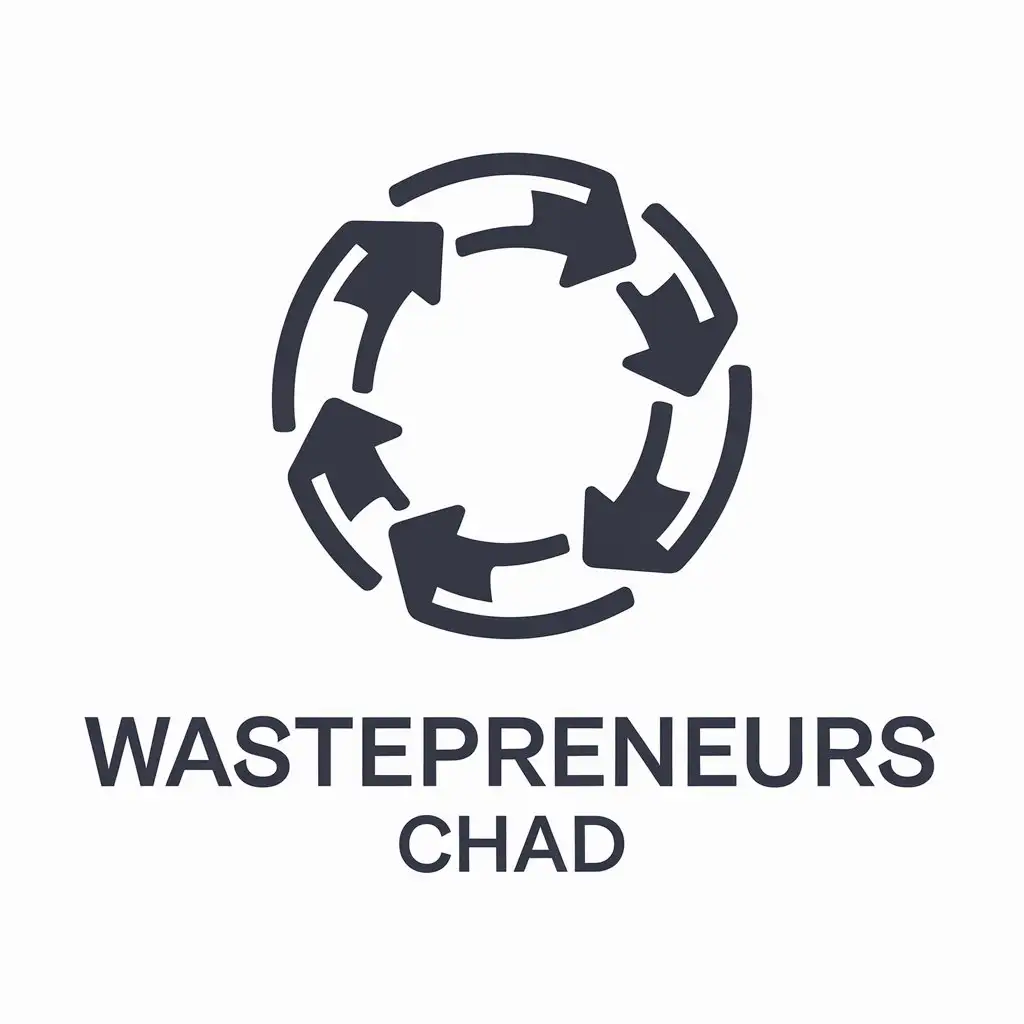 a vector logo design,with the text "WASTEPRENEURS CHAD", main symbol:circular economy,Moderate,clear background