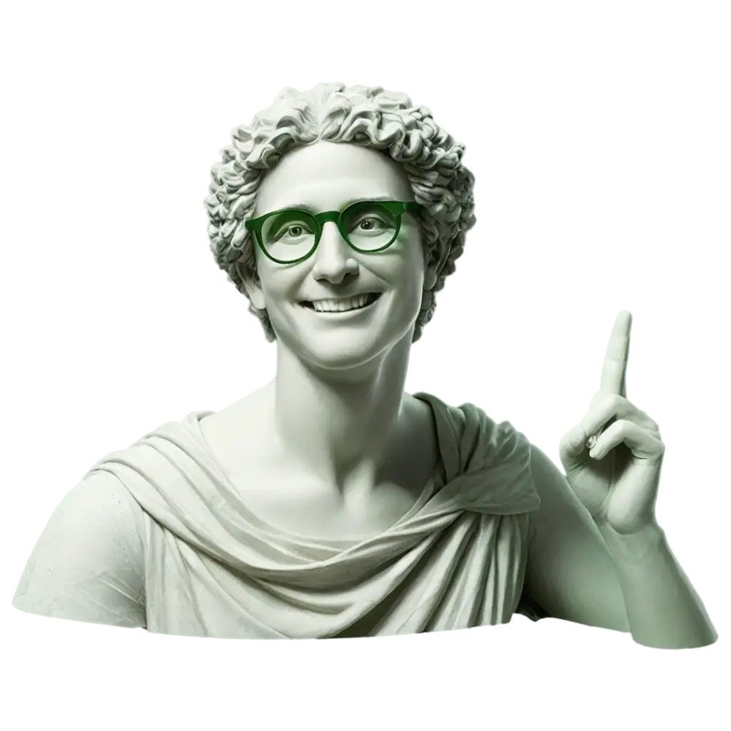 Ancient-Statue-Portrait-PNG-3D-Sculpture-of-Smiling-David-in-Green-Glasses