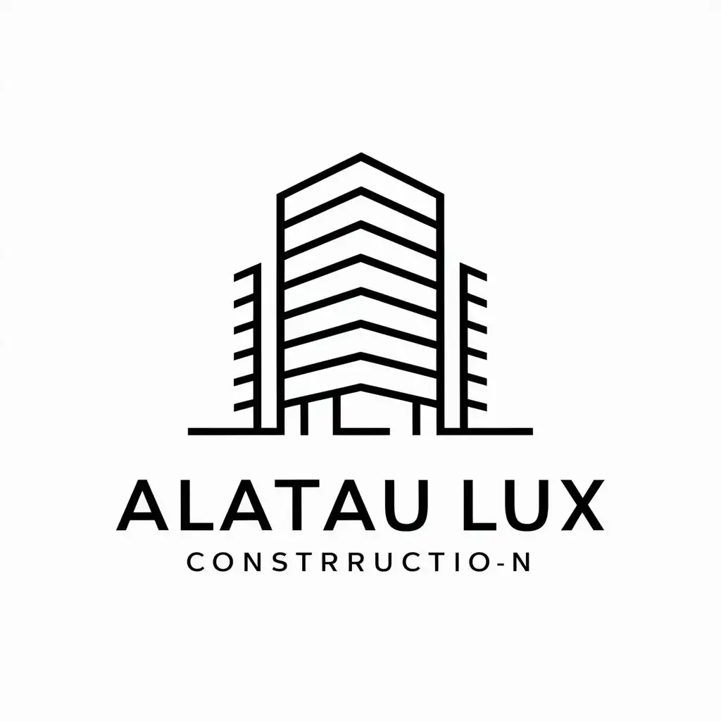 a vector logo design,with the text "ALATAU Lux", main symbol:multistory building,Moderate,be used in Construction industry,clear background