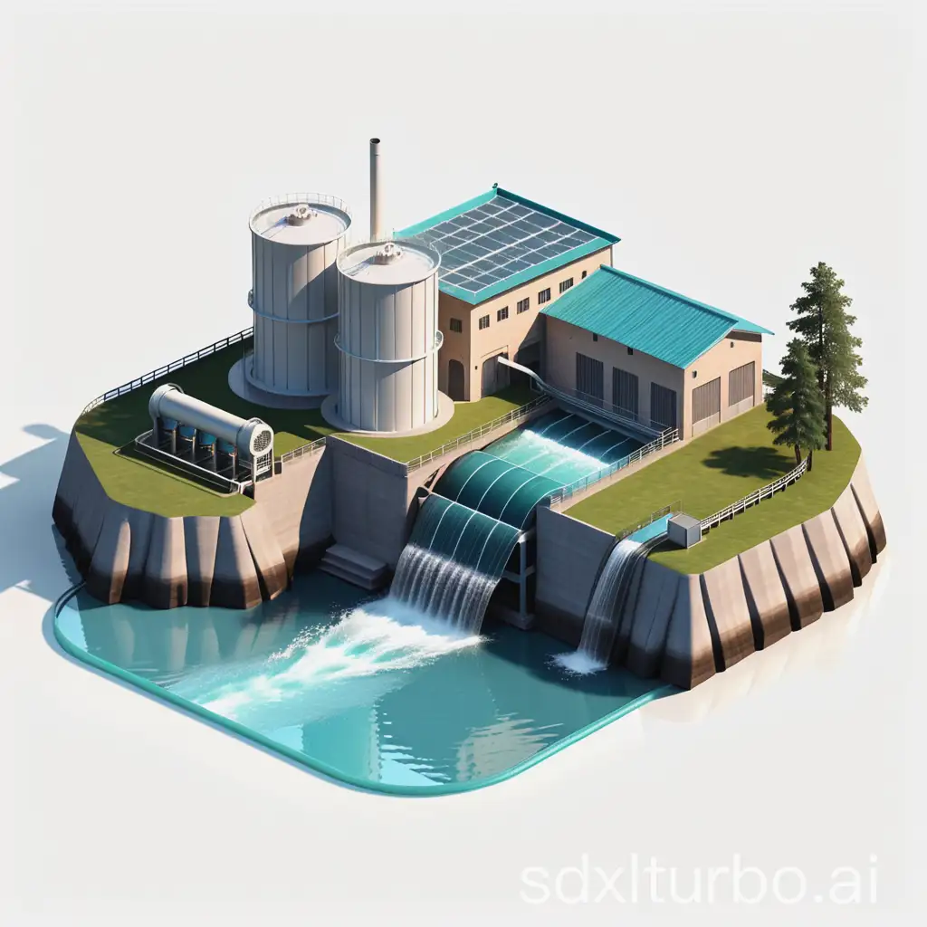 Simple-3D-Hydro-Power-Plant-with-Transparent-Background