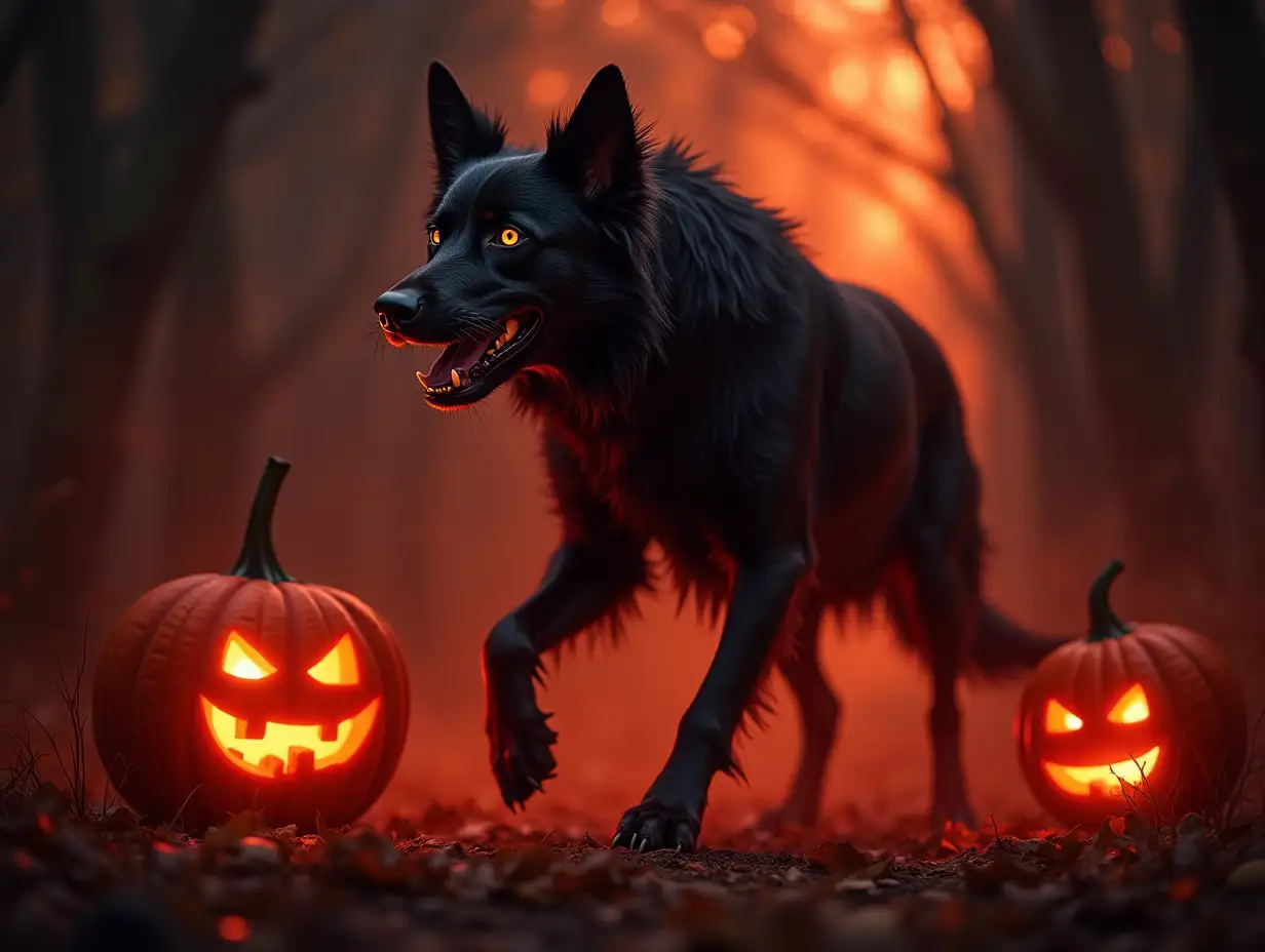 Spooky-Halloween-Demon-Dog-in-a-Haunted-Mansion