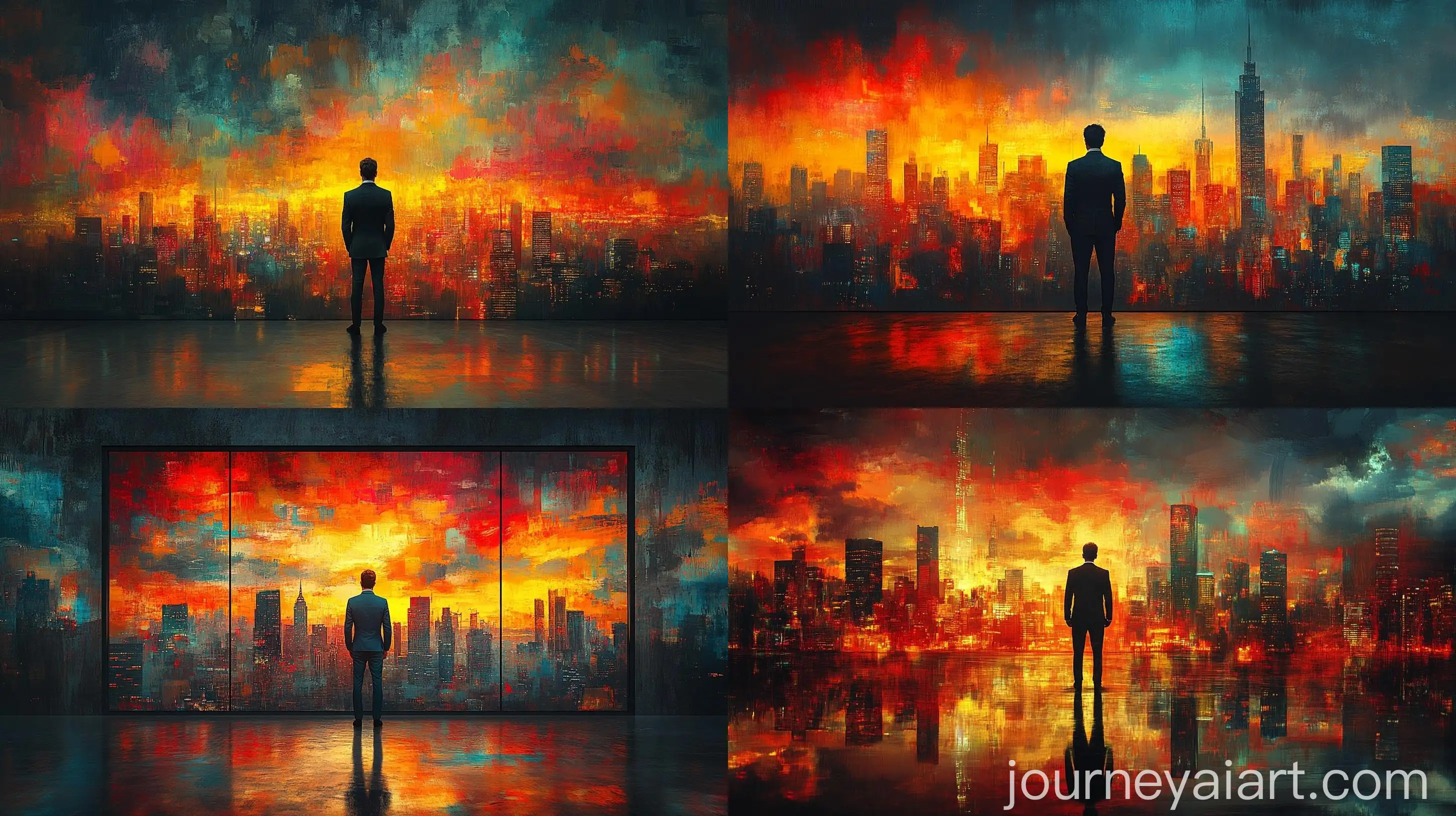 Businessman-Contemplating-Vibrant-Cityscape-from-Above