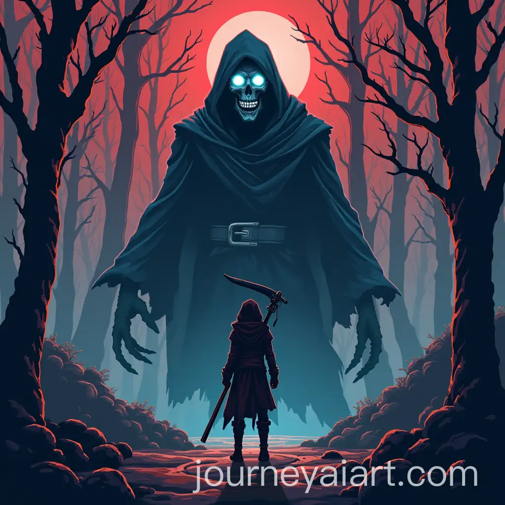 Resistance-Fighter-Facing-Grim-Reaper-in-Steampunk-Dystopia-8Bit-Cartoon-Art