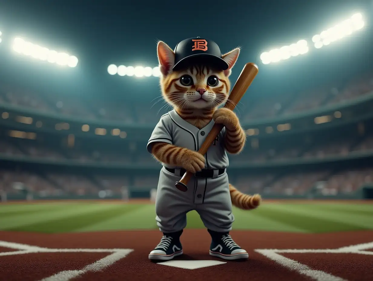 Cat-in-Professional-Baseball-Outfit-at-Stadium-Ready-for-Hit