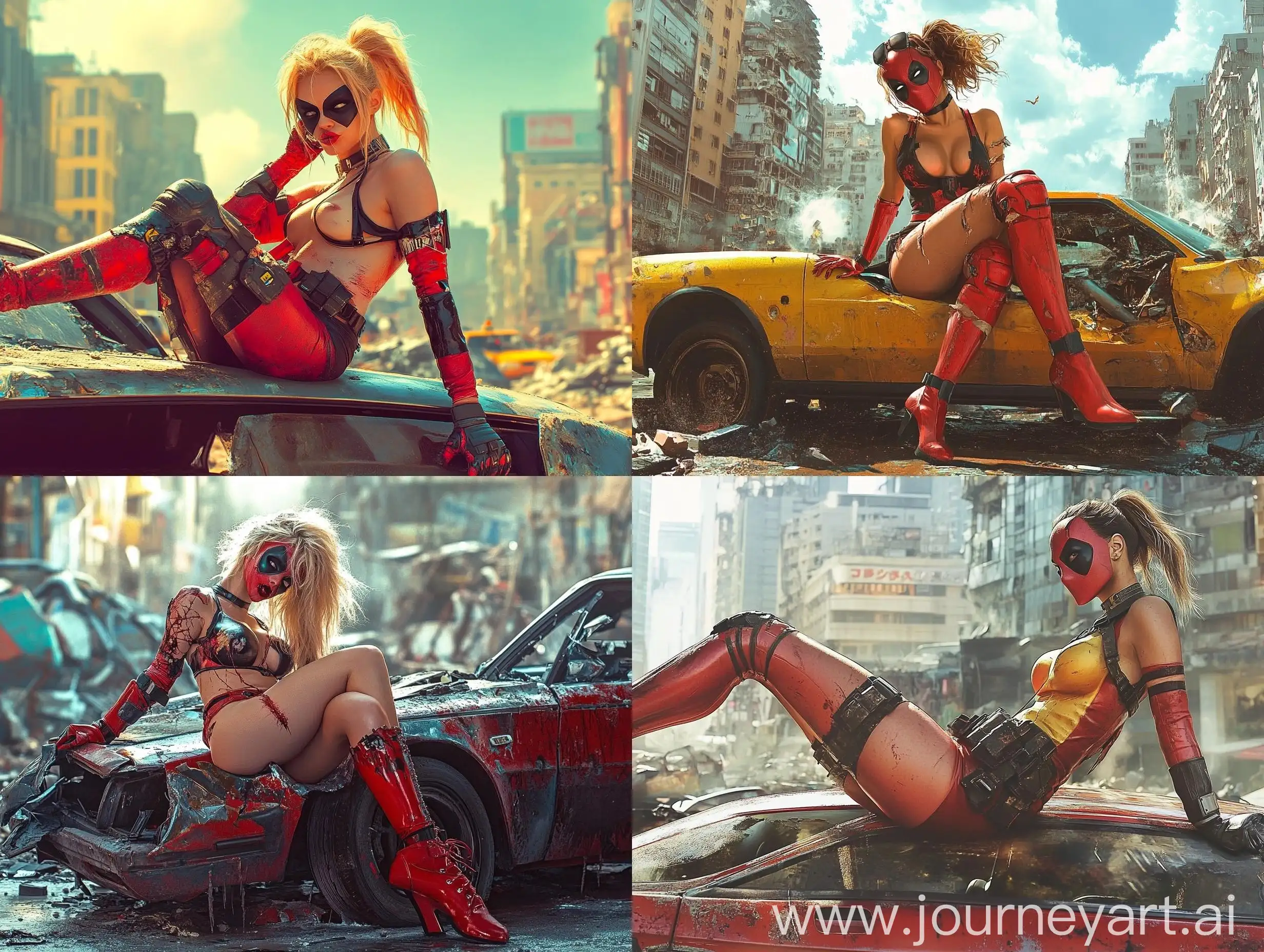 Blake-Lively-Lookalike-as-Female-Deadpool-in-Sunny-Destroyed-Cityscape