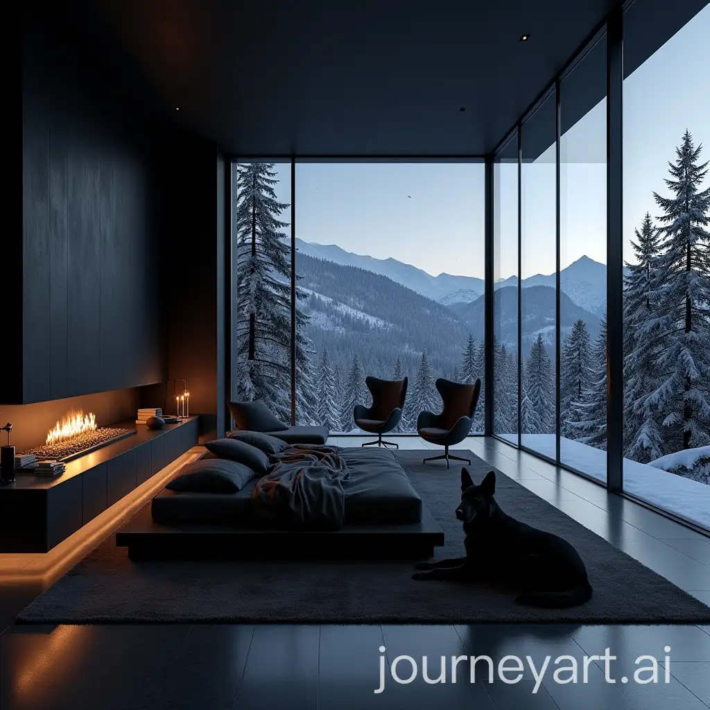 Luxury-Modern-Bedroom-and-Terrace-in-Mansion-with-Scenic-Mountain-View