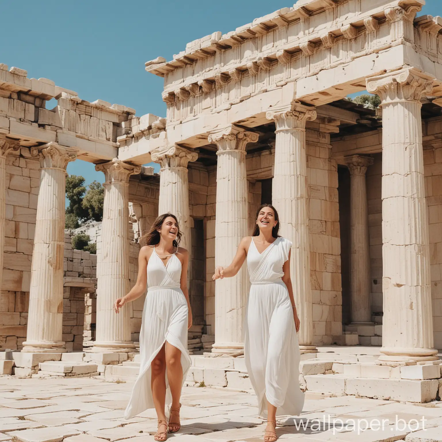 cum palace, ancient greece, temple, women, bright, positive, joy