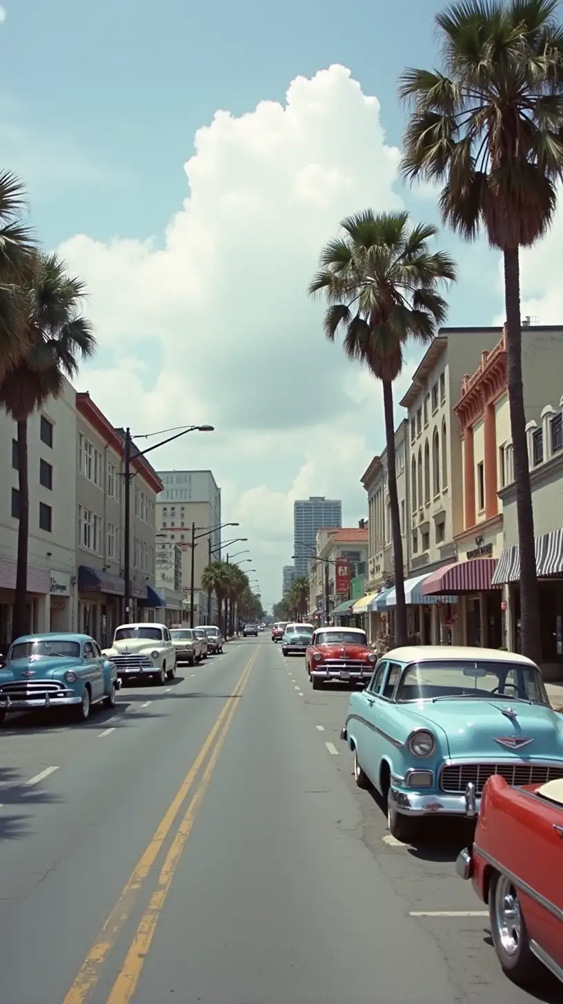 1954 Jacksonville Florida Street Scene with Vintage Cars and People