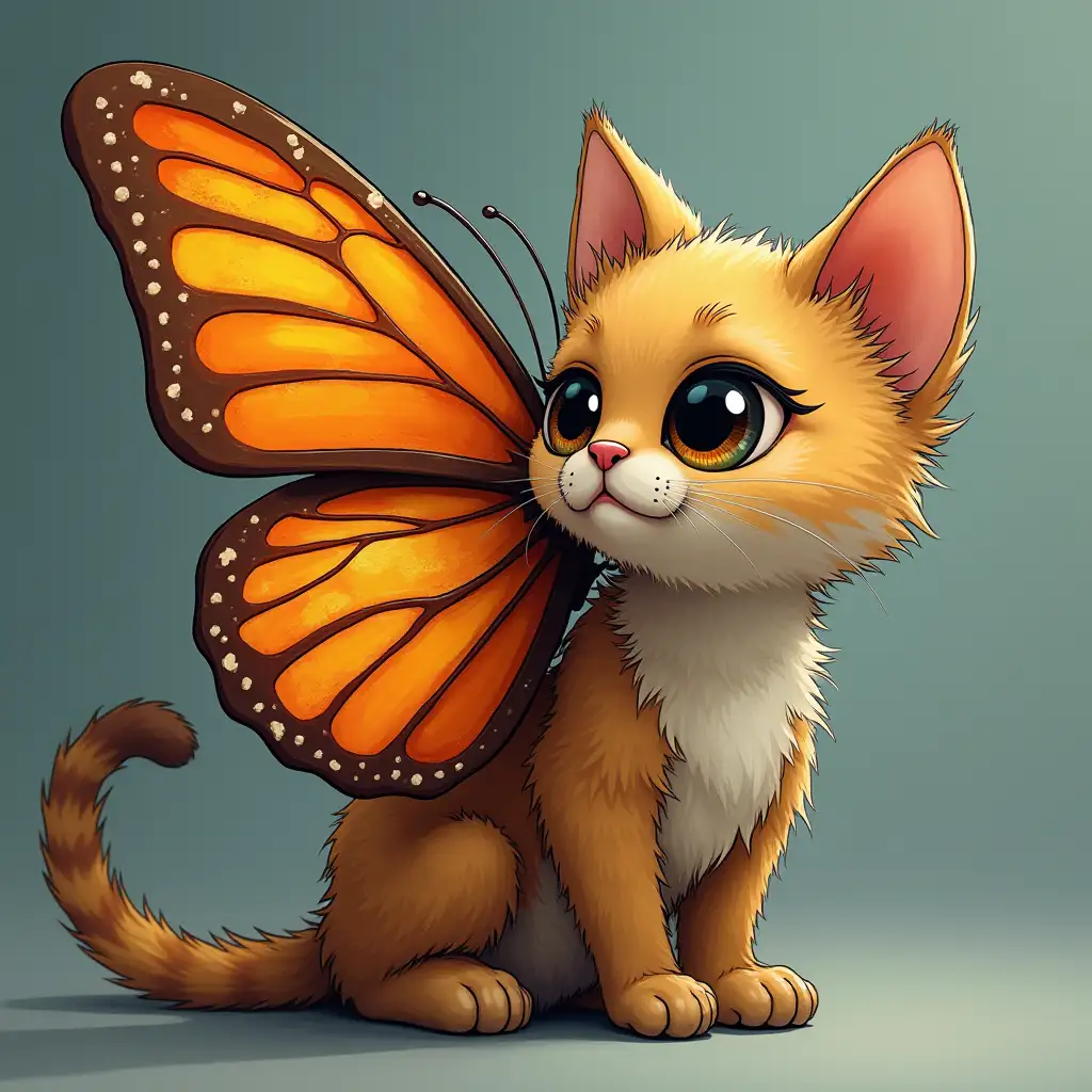 A hybrid animal of cat and butterfly