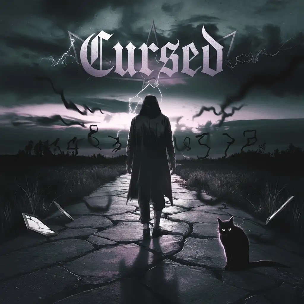 Gothic Digital Artwork for Cursed Featuring Ominous Symbols