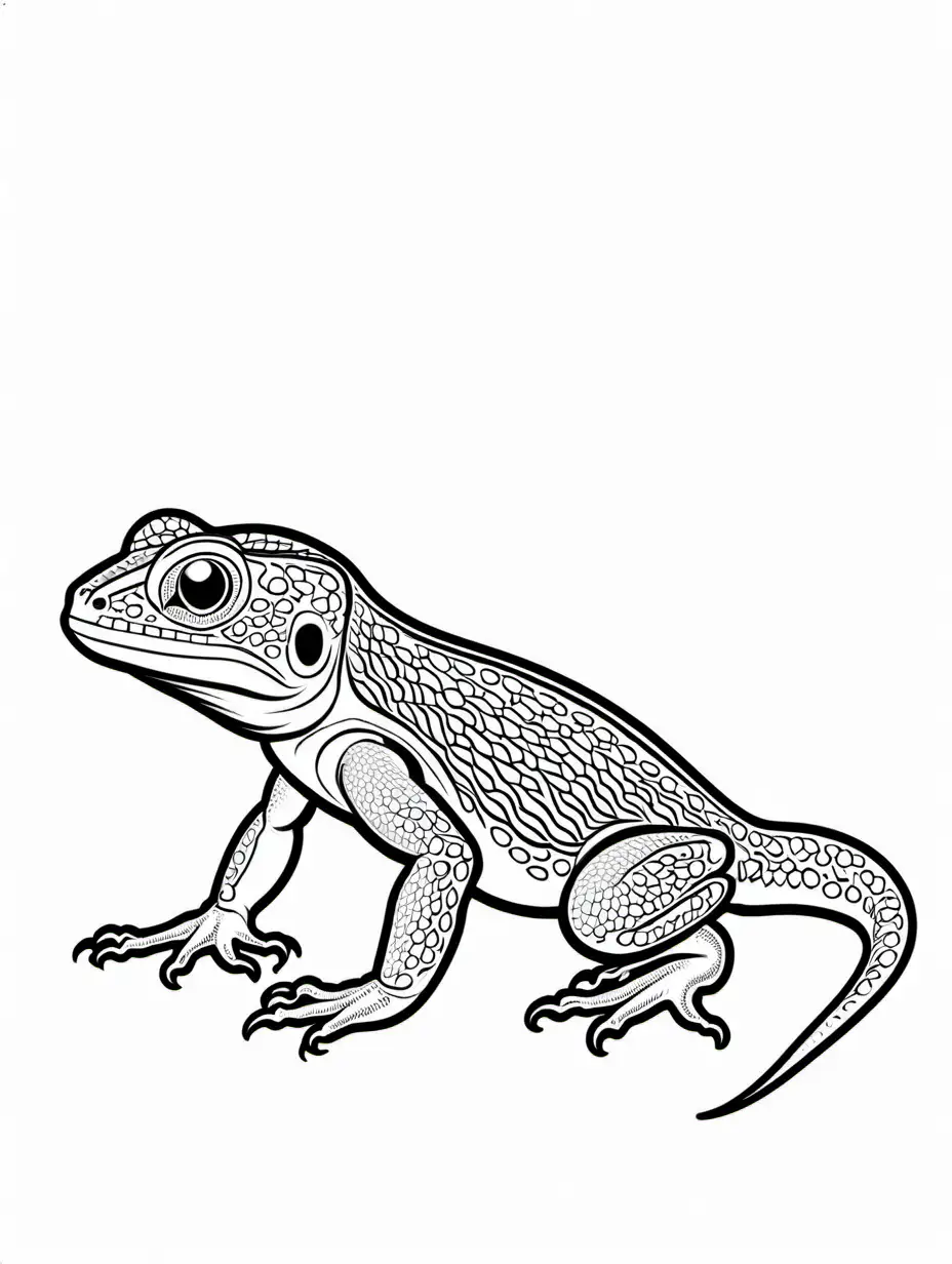 Australian-Bobtail-Lizard-Coloring-Page-Black-and-White-Line-Art