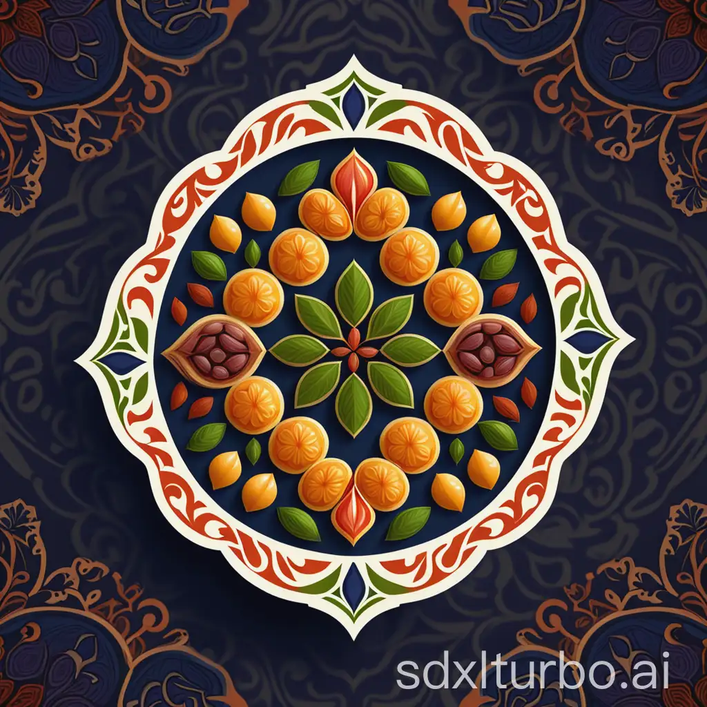 user_prompt: Dry fruit logo design with traditional Iranian (Achaemenid) pattern