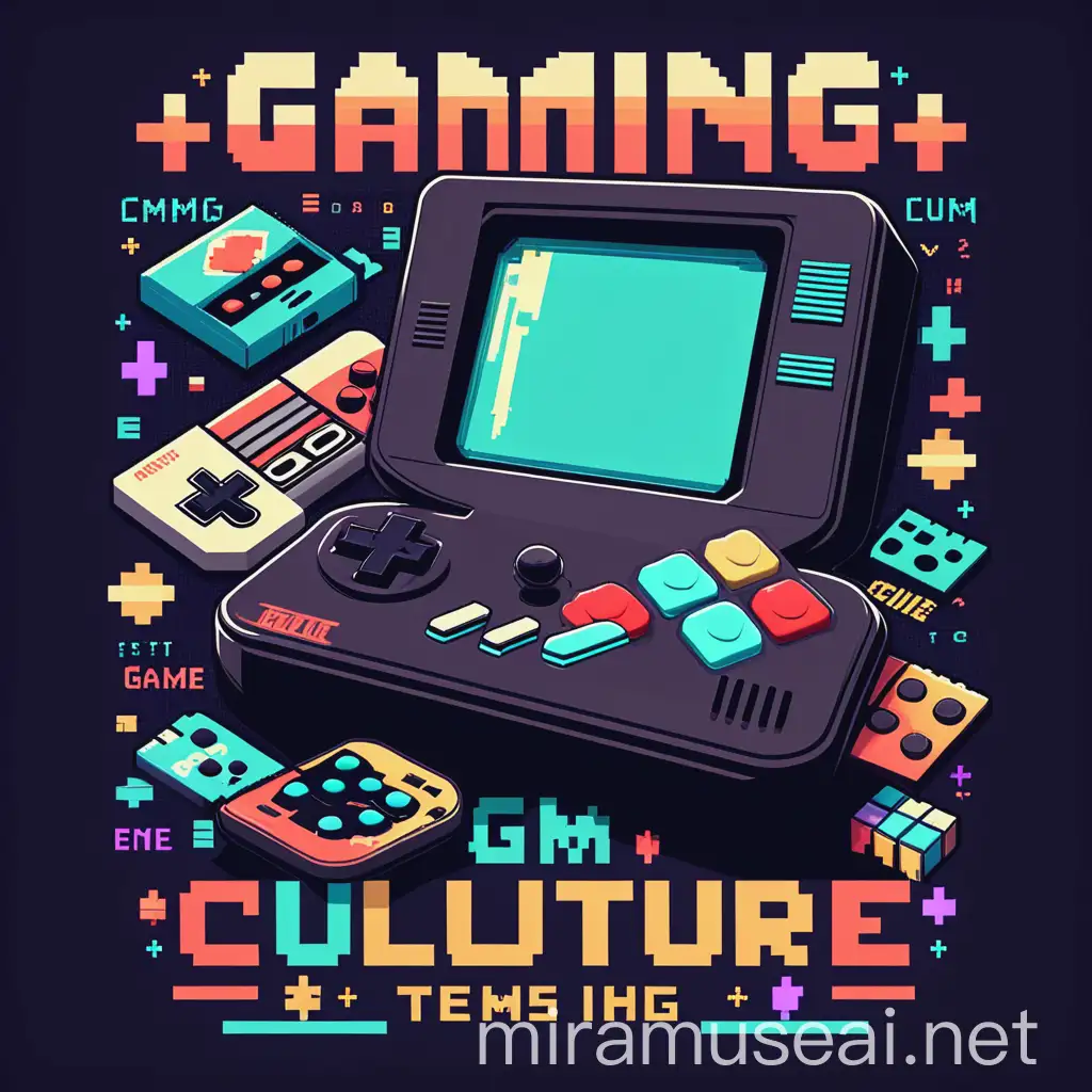 Retro GamingInspired Design Featuring Pixelated Graphics and Catchy Phrases