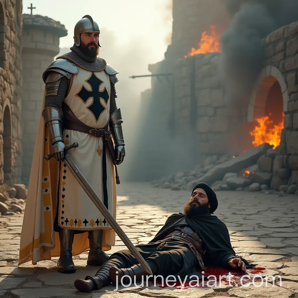 Knight-Crusader-in-Medieval-Fortress-Courtyard