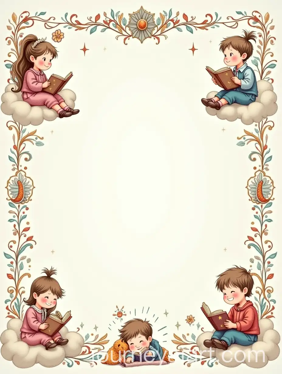 Children-Reading-Books-on-Clouds-with-Parent-Storytelling-Scene