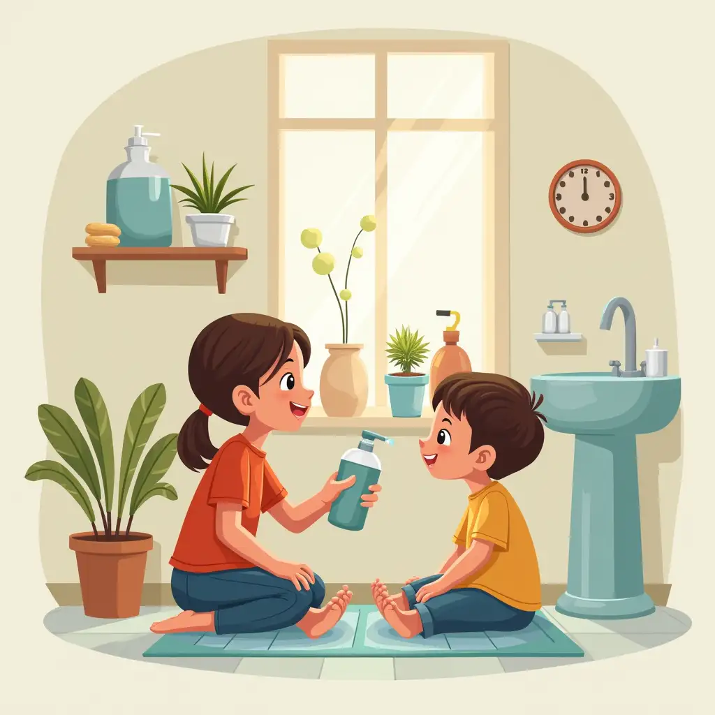 user_prompt: Picture about Personal Hygiene as a guarantee of health are sitting children and listening