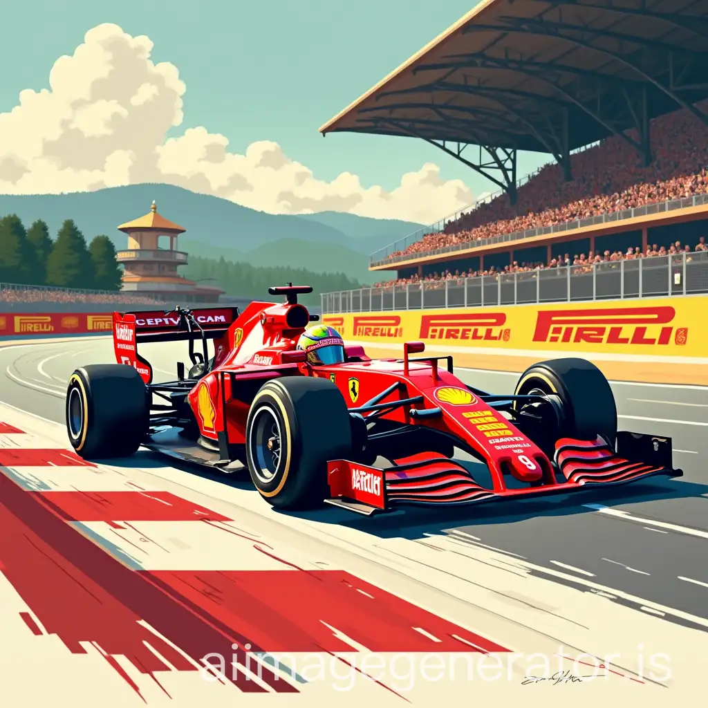 Grand-Prix-of-Spa-Francorchamps-Poster-with-Formula-1-Ferrari-on-July-27th