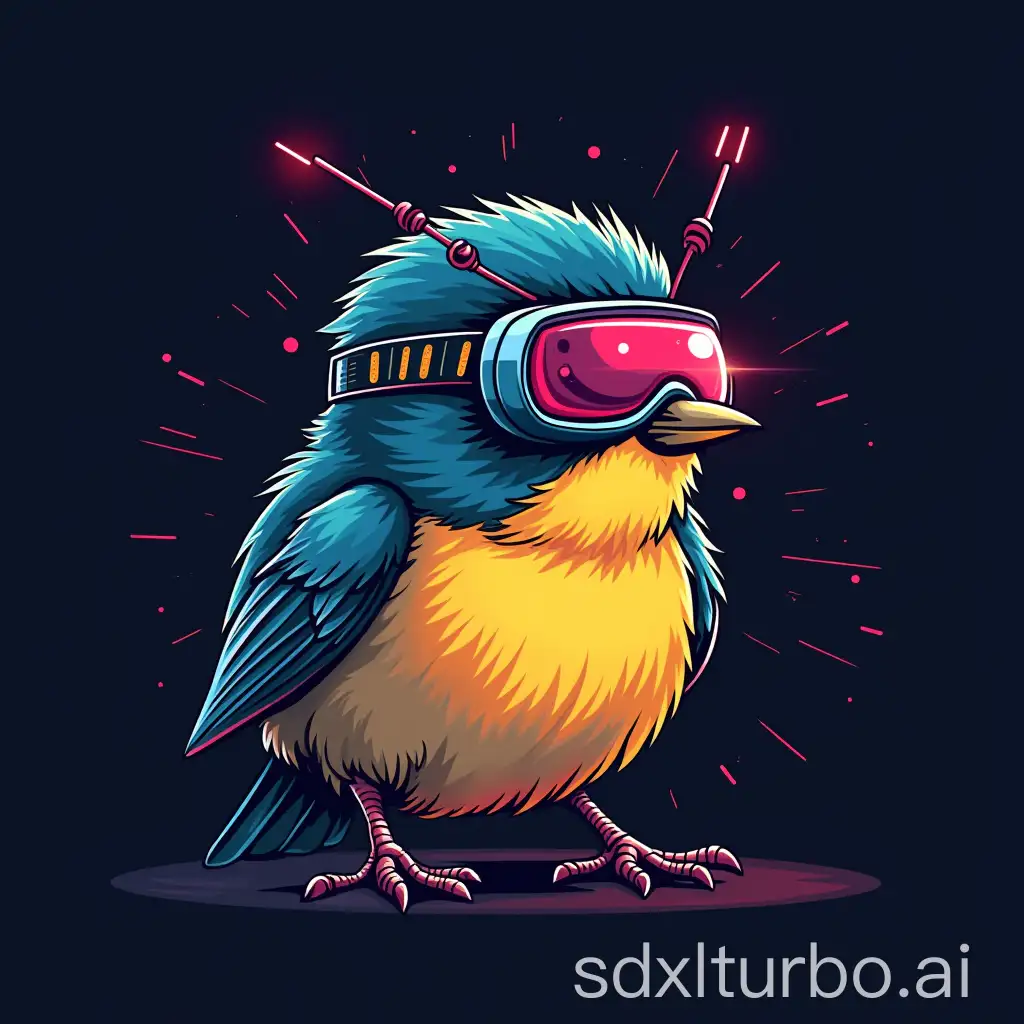 Cyberpunk-Chickadee-Logo-with-Transmission-Antennas-and-Wires