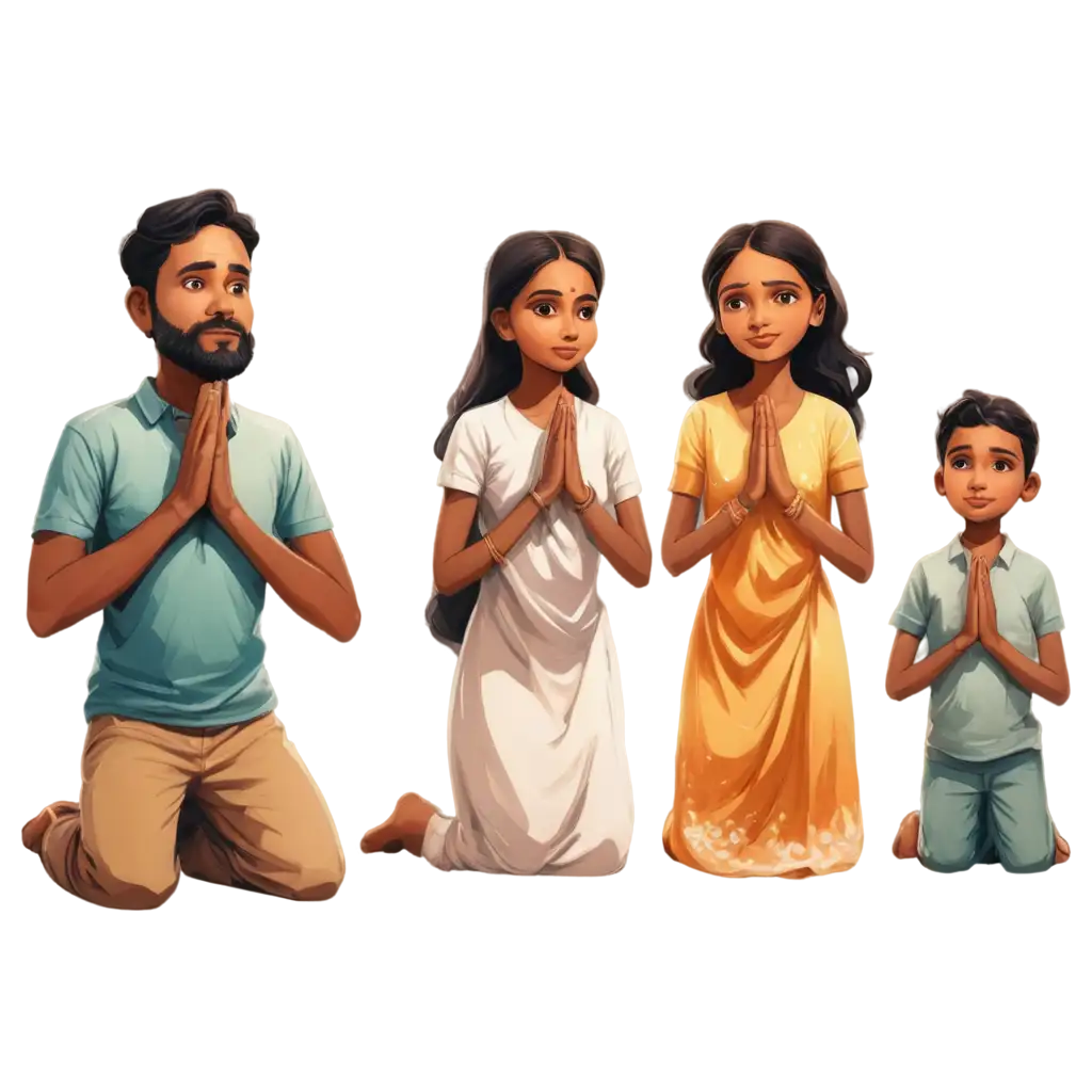 PNG-Image-of-a-Kerala-Christian-Family-in-Prayer-Capturing-Cultural-Serenity