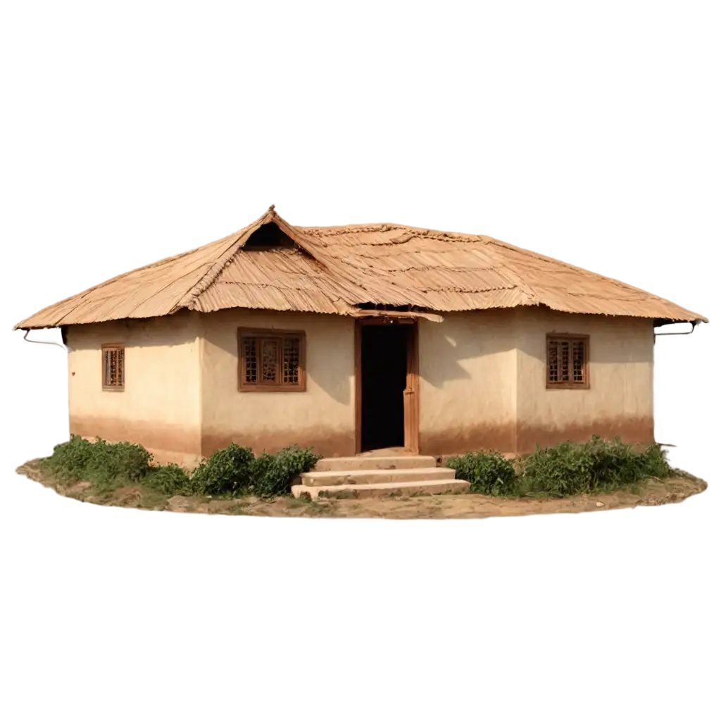 Kachha-House-PNG-Image-HighQuality-Format-for-Rural-Architecture-Visualization