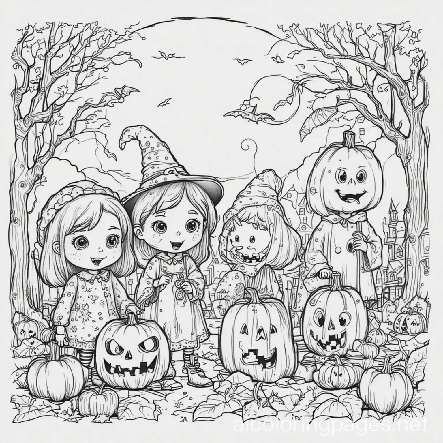 Children-TrickorTreating-with-Pumpkins-and-Spooky-Decorations