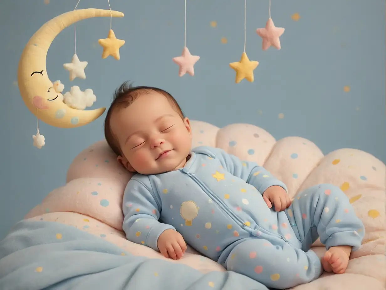 Adorable-Baby-Sleeping-Peacefully-with-Dreamy-Mobile-in-Soft-Pastels