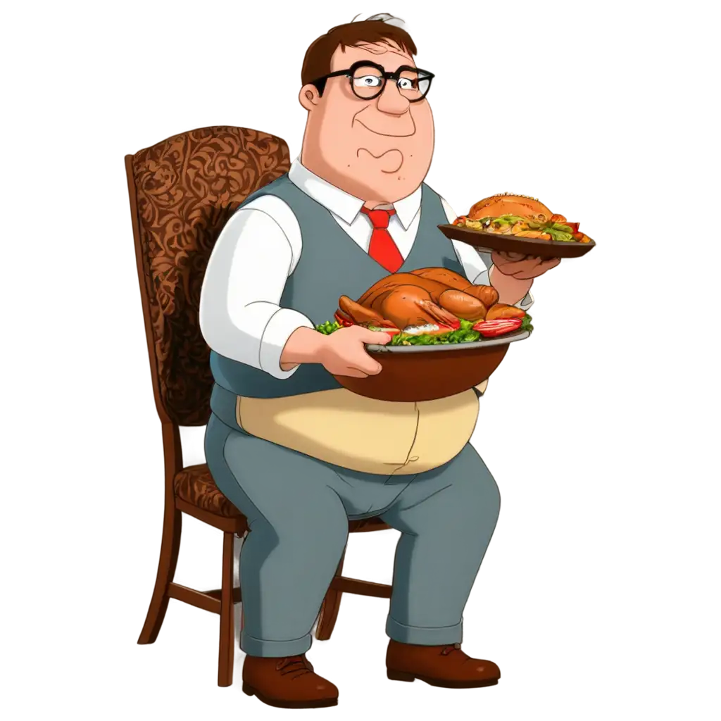 Peter-Griffin-Eating-a-Turkey-on-Thanksgiving-Day-HighQuality-PNG-Image-for-Festive-Designs