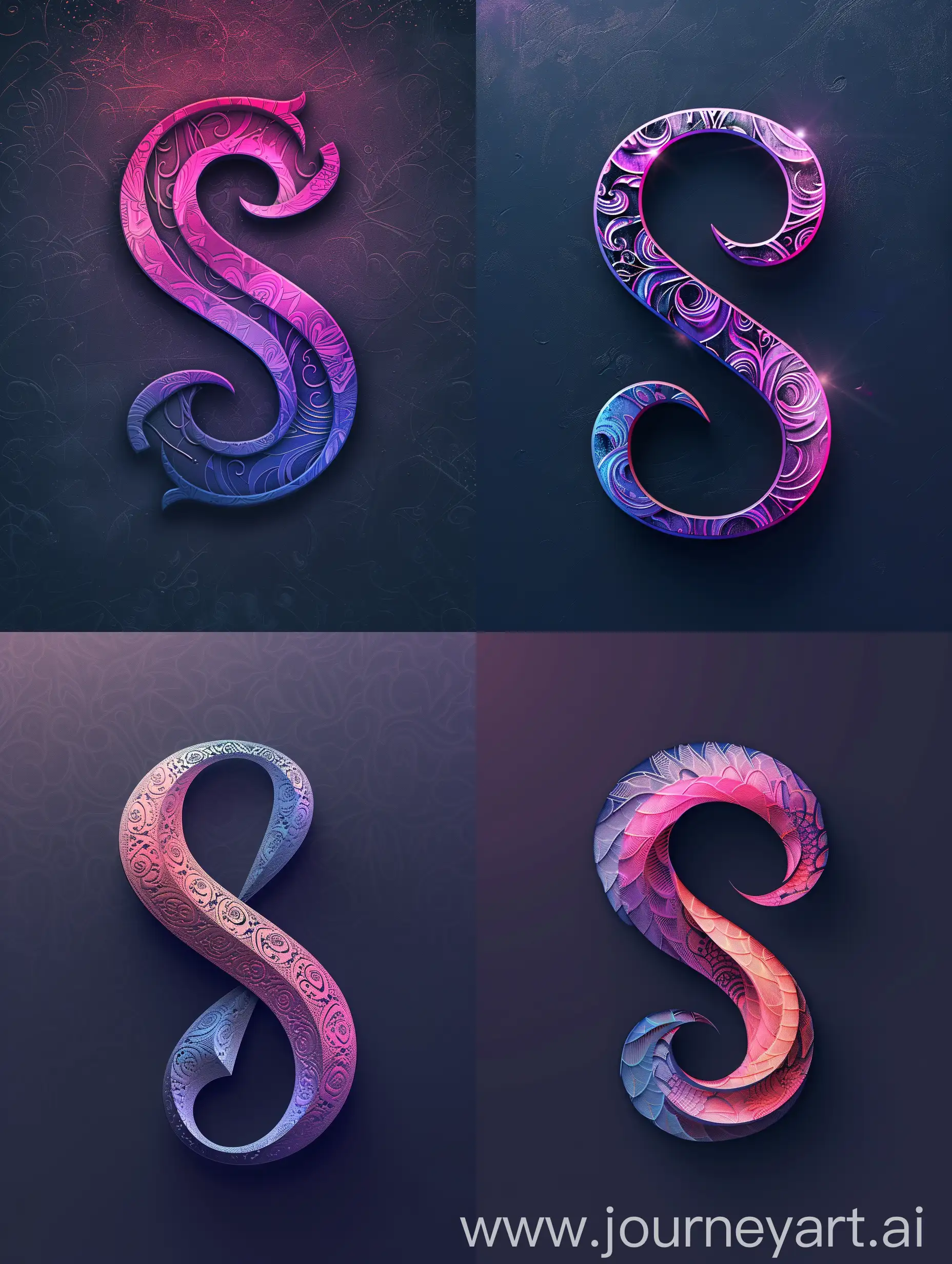 Stylized-Gradient-S-Logo-with-Intricate-Patterns-on-Dark-Background