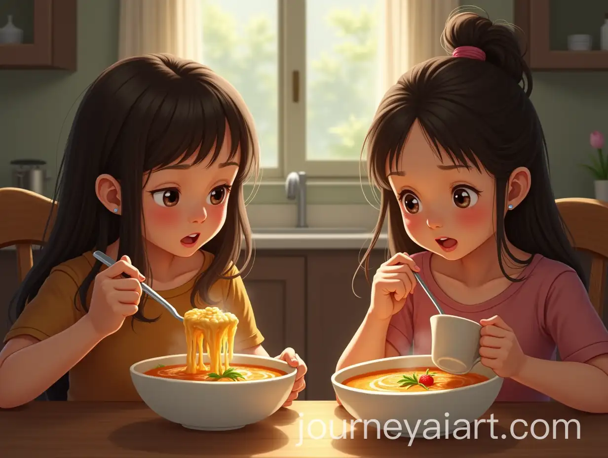 Two-Sisters-Enjoying-Soup-Together-17YearOld-and-7YearOld-Realistic-Scene