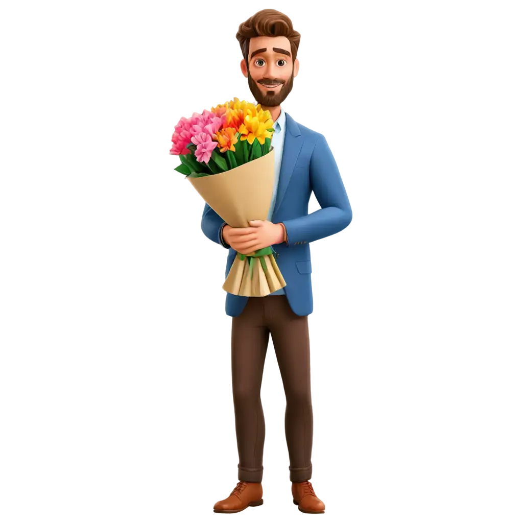 Man-Holding-Large-Bouquet-of-Flowers-PNG-HighQuality-Transparent-Image-for-Versatile-Use