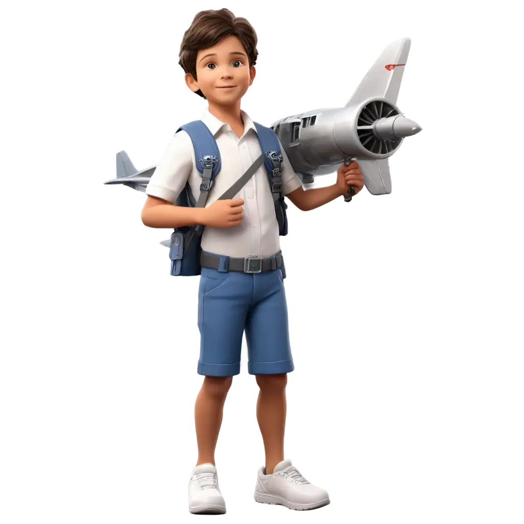 6YearOld-Boy-in-3D-Aviation-Gear-Holding-a-Plane-HighQuality-PNG-Image-for-Kids-Themes