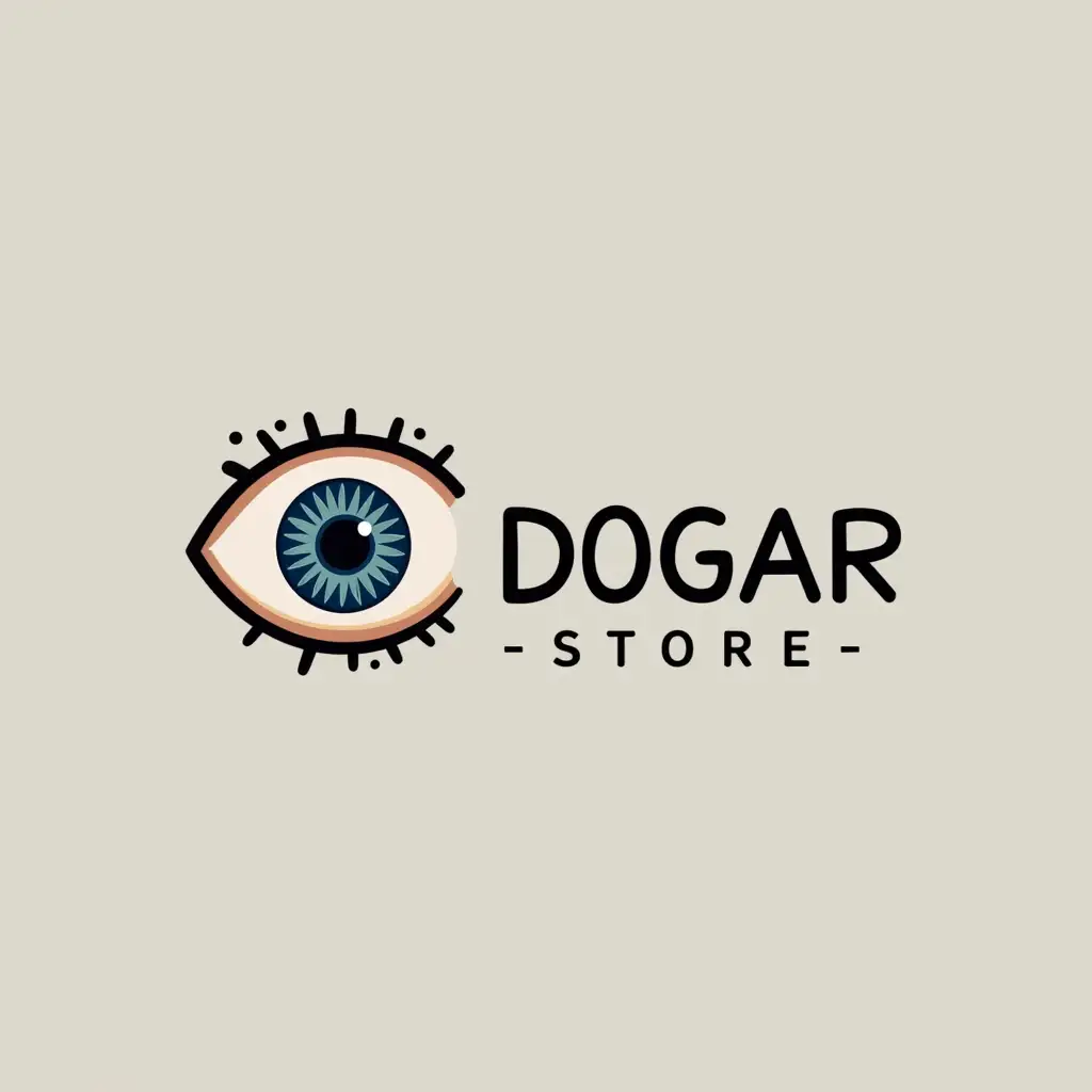 I want a logo that basically has professional information for and care of children. the name of the website and the logo is 'DOGAR.STORE' . I want the focus of the logo to be on the name and some small detail of the eye, brain or something else.