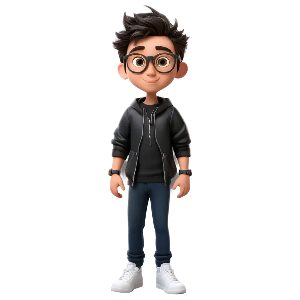 Cartoon-Boy-with-Black-Jacket-and-Eyeglasses-PNG-Image-Creative-and-Versatile-Illustration