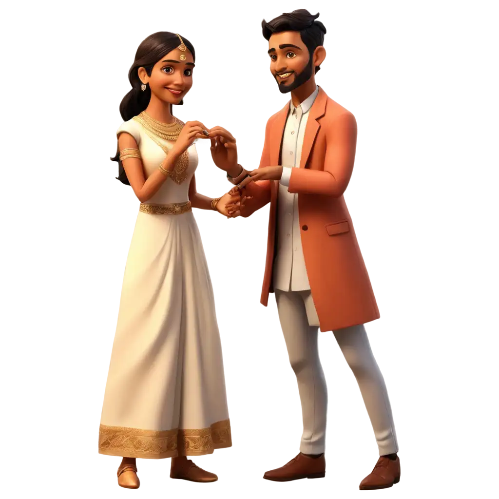 Cartoon-Indian-Couple-Exchanging-Rings-PNG-Image-Joyful-Illustration-of-Traditional-Engagement-Ceremony