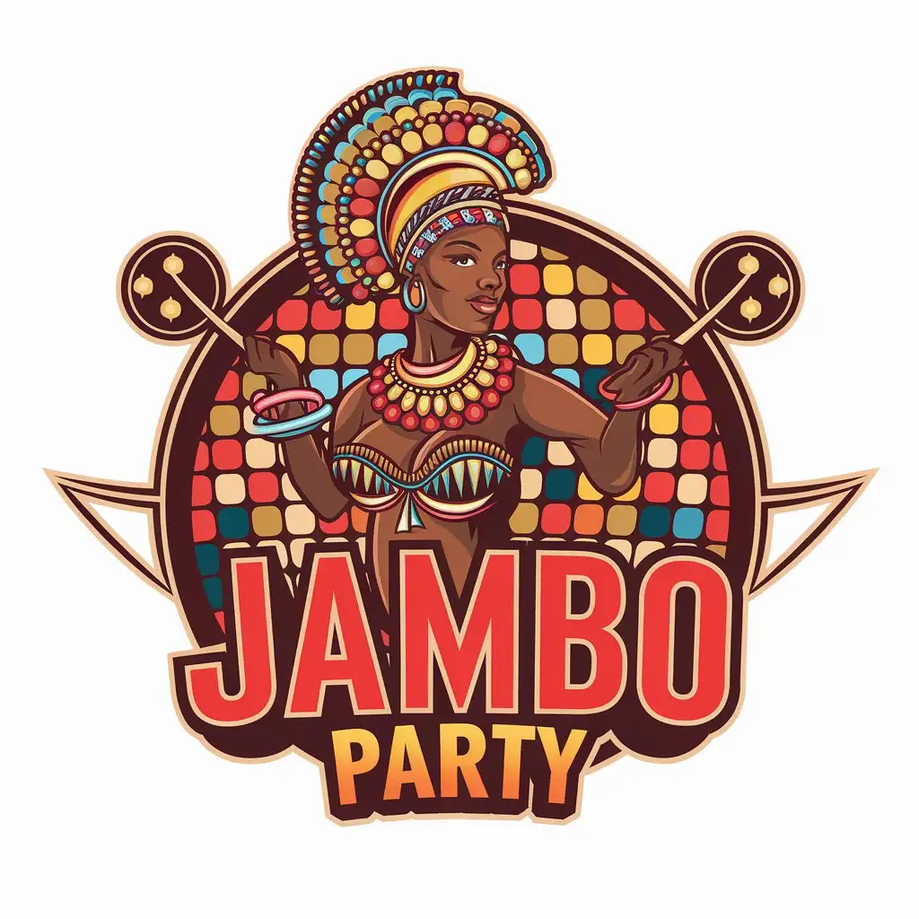 LOGO Design for JAMBO PARTY African Woman Carnival Disco and Party Theme