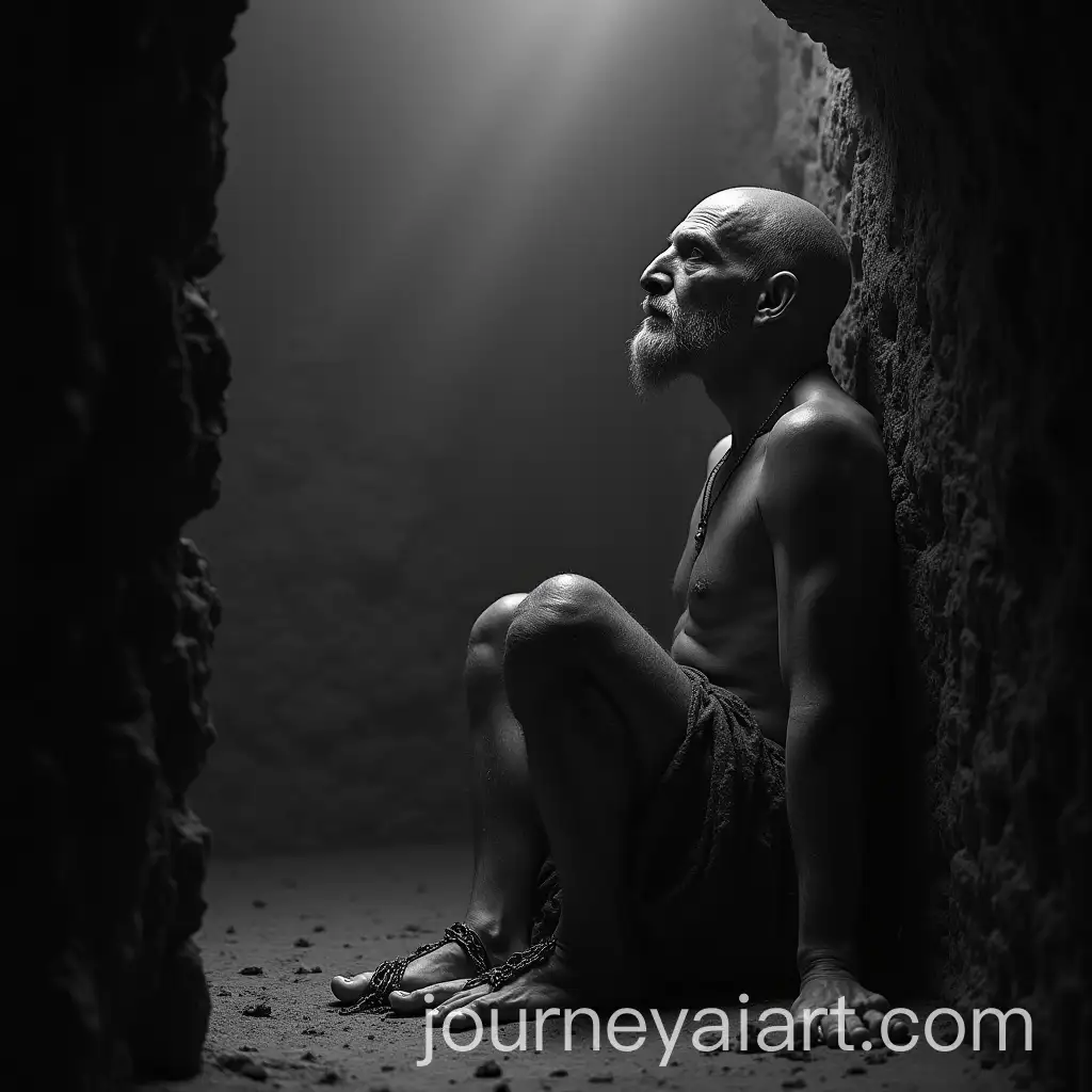 Emaciated-Prisoner-in-Dungeon-Sees-Vision-of-Man-in-White-Robes