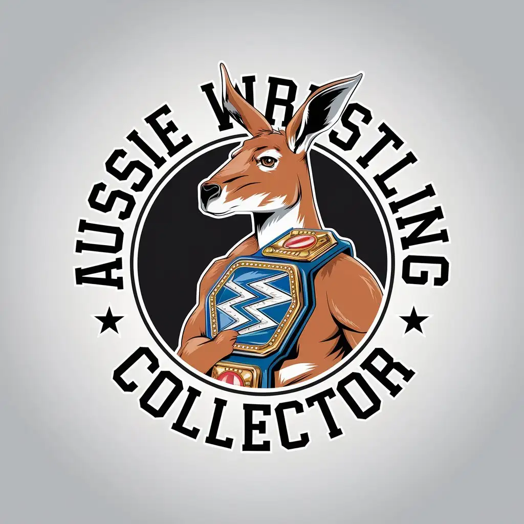 LOGO Design for Aussie Wrestling Collector Kangaroo Champion with Clear Background