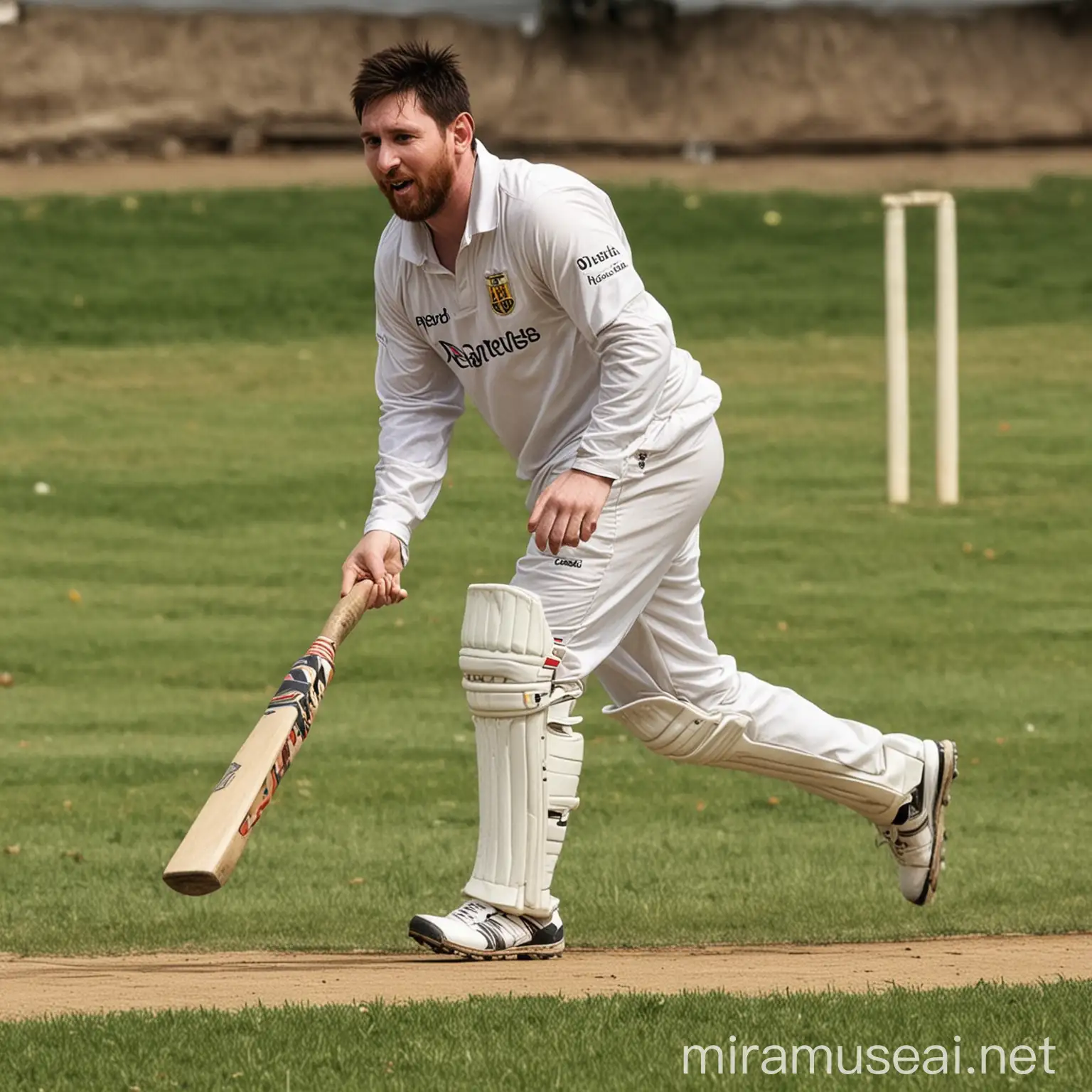 Messi Playing Cricket with Enthusiasm and Joy