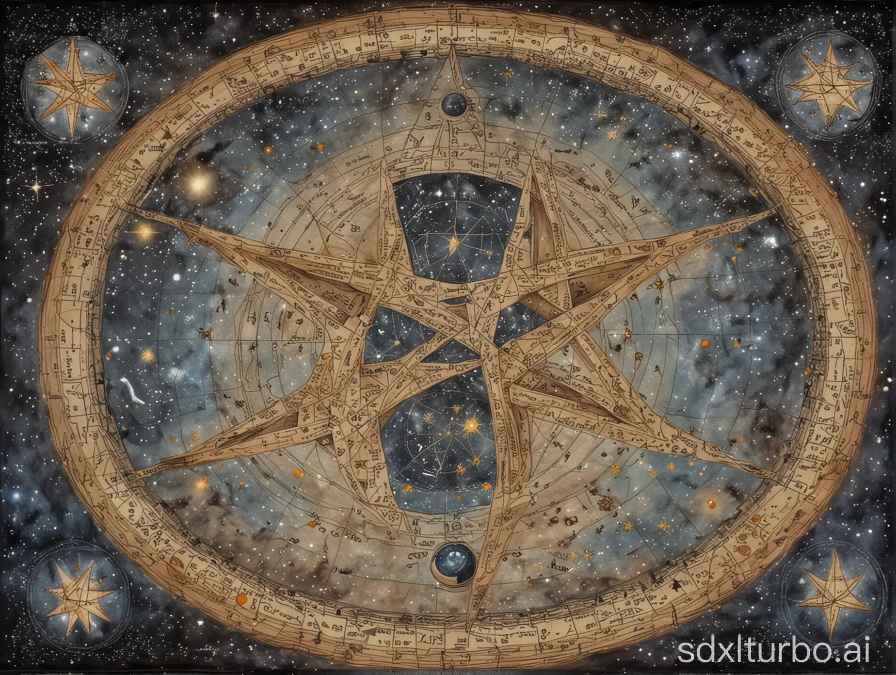 Milky Way Pentagram Star Map