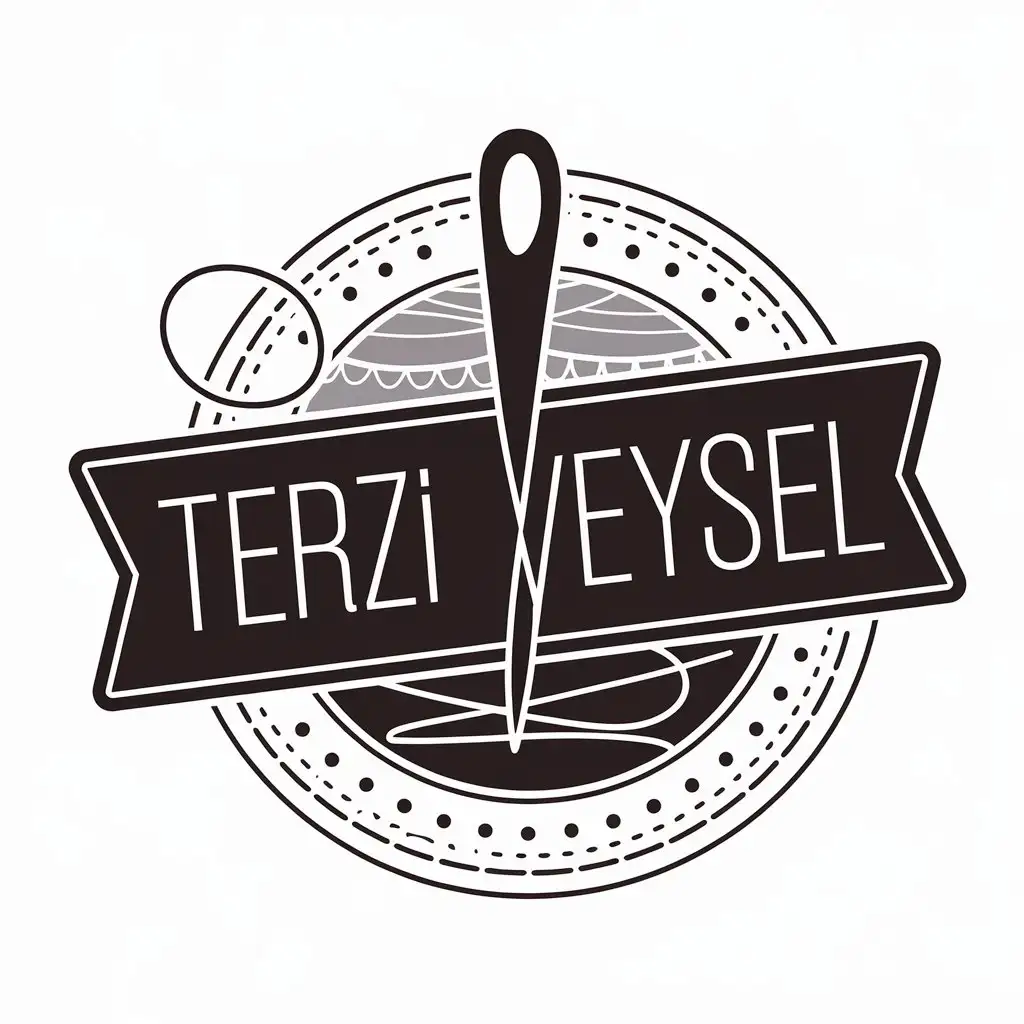 LOGO Design for Terzi Veysel Needle and Thread with Spool Scissors and Handwritten Elegance