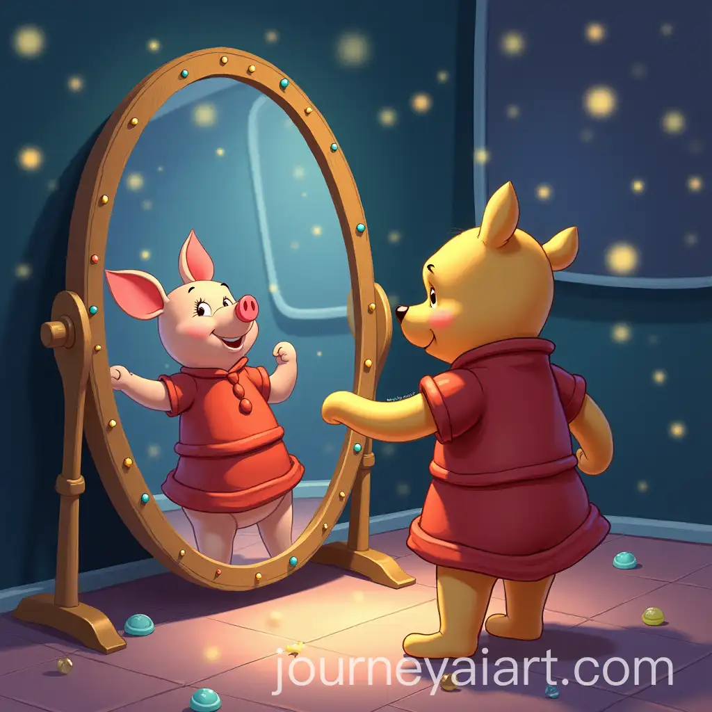 WinniethePooh-and-Piglet-Dancing-at-the-Disc-with-Giant-Mirror