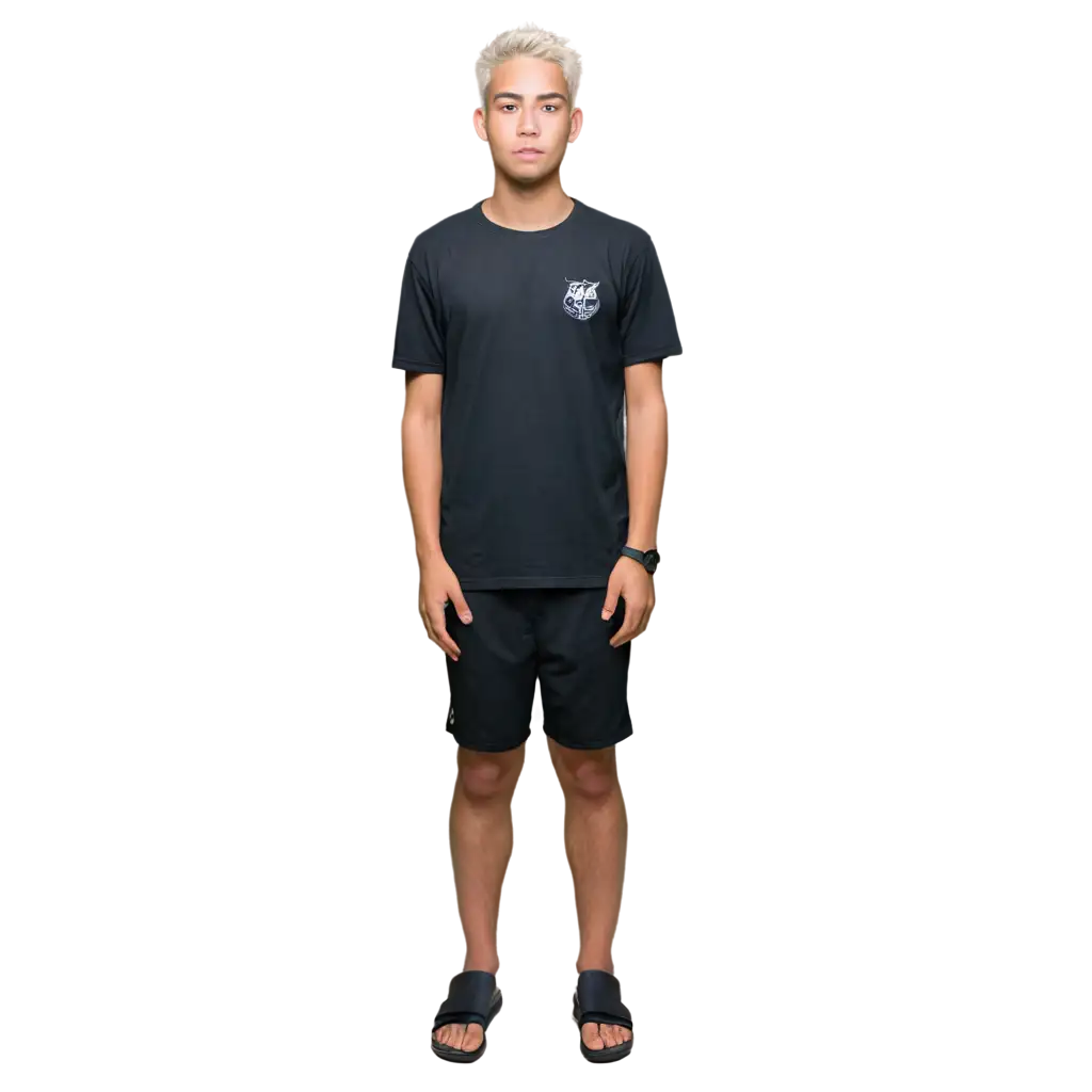 HighQuality-PNG-Image-of-a-20YearOld-Indonesian-Man-in-Football-Shirt-Black-Shorts-and-Sandals