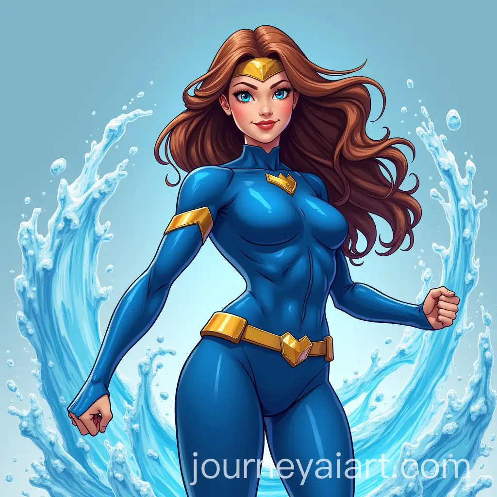 Female-Superhero-with-Water-Powers-and-Long-Wavy-Brown-Hair-in-a-Blue-Suit