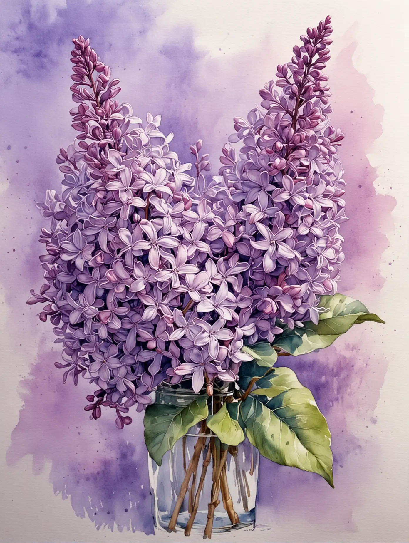 lilac mood, watercolor drawing, detailed sketch