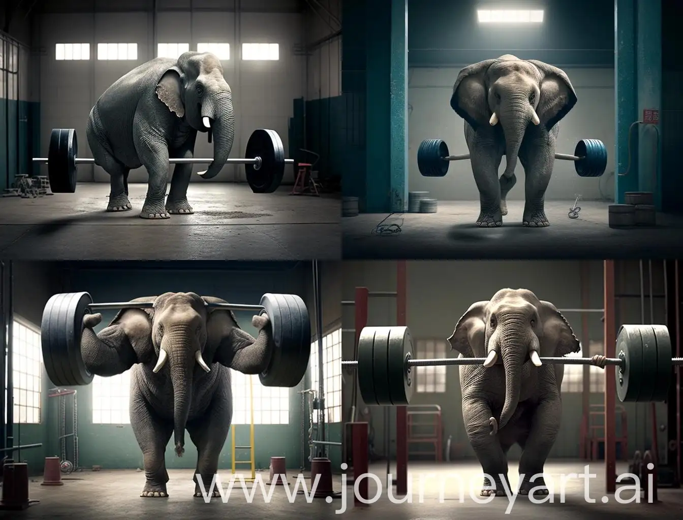 Strong-Elephant-Lifting-Heavy-Barbell-in-Gym