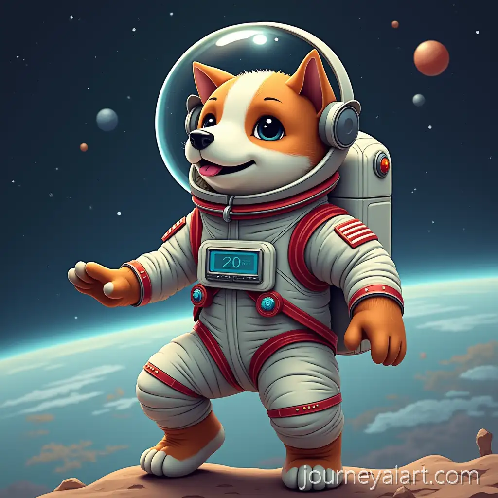 Dog-Astronaut-Exploring-a-Colorful-Cat-Planet-in-Space-Artwork