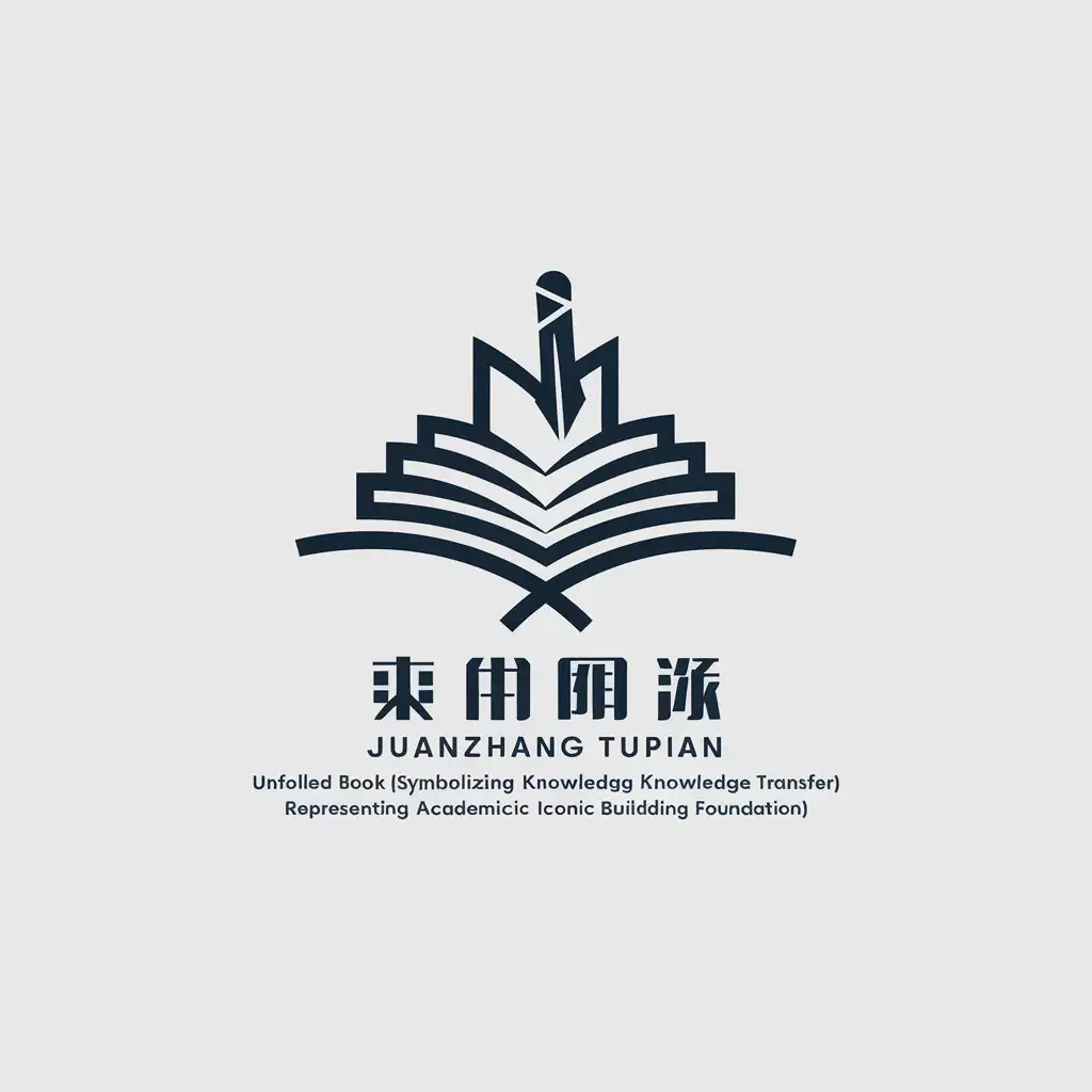 LOGO Design for Unfolded Book Knowledge Transfer with Brush Pen Academic Building Iconography