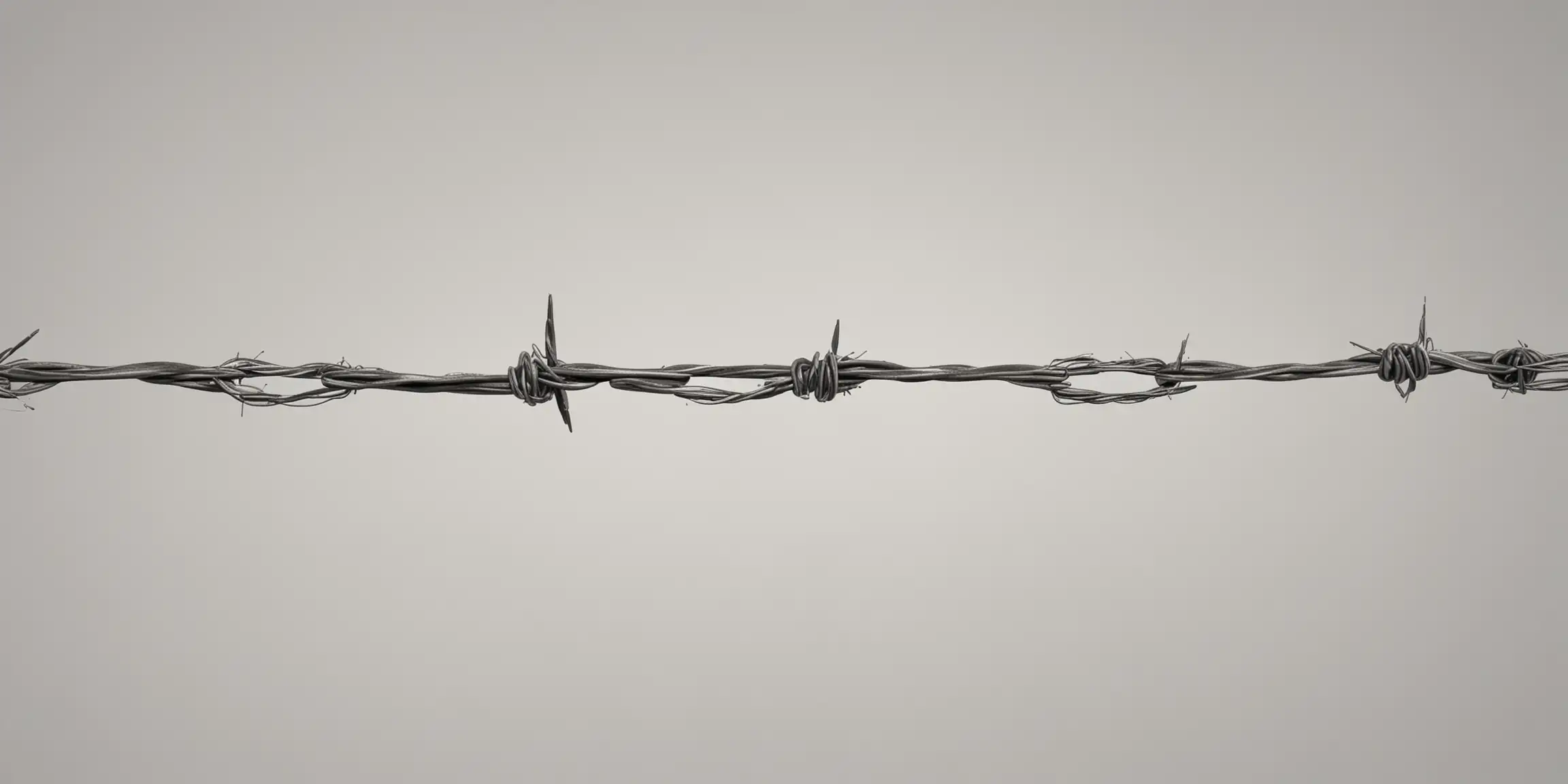 Sculpture of Long Dark Grey Barbed Wire Lines in White Studio